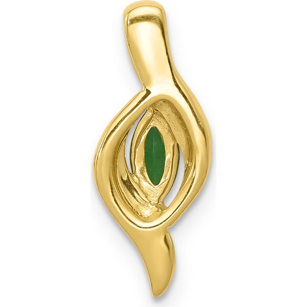 14K Yellow Gold Marquise Emerald and Diamond Pendant - 0.17 Carat Emerald, 0.01 Carat Total Diamond Weight by Lumare Gioia