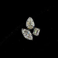14K Yellow Gold Marquise, Emerald & Pear Lab Diamond Cluster Stud Earrings with Black Rhodium Accents - 1.40 Carats Total Diamond Weight - Covaloro Fine Jewelry