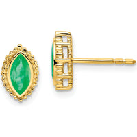 14K Yellow Gold Marquise Emerald Post Earrings - 0.25 Carat Total Gem Weight by Monteluci Fine Jewelry