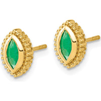 14K Yellow Gold Marquise Emerald Post Earrings - 0.25 Carat Total Gem Weight by Monteluci Fine Jewelry