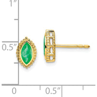 14K Yellow Gold Marquise Emerald Post Earrings - 0.25 Carat Total Gem Weight by Monteluci Fine Jewelry