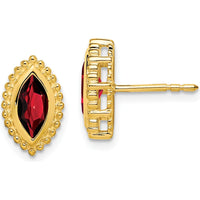 14K Yellow Gold Marquise Garnet Post Earrings - 1.0 Carat Total Garnet Weight by Monteluci Fine Jewelry