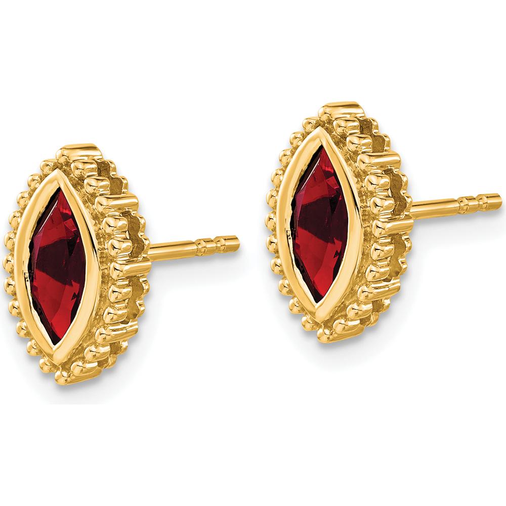 14K Yellow Gold Marquise Garnet Post Earrings - 1.0 Carat Total Garnet Weight by Monteluci Fine Jewelry