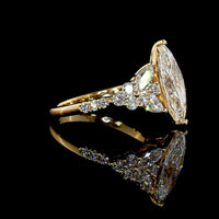 14K Yellow Gold Marquise Modified Engagement Ring with IGI Certified 3.06 Carat Lab Diamond Center and 1.16 Carat Accent Diamonds - 4.22 Total Carat Weight - Covaloro Fine Jewelry