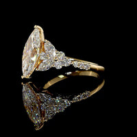 14K Yellow Gold Marquise Modified Engagement Ring with IGI Certified 3.06 Carat Lab Diamond Center and 1.16 Carat Accent Diamonds - 4.22 Total Carat Weight - Covaloro Fine Jewelry