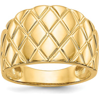 14K Yellow Gold Marquise Pattern Domed Fashion Ring - Bold Textured Design by Oro Pregiato