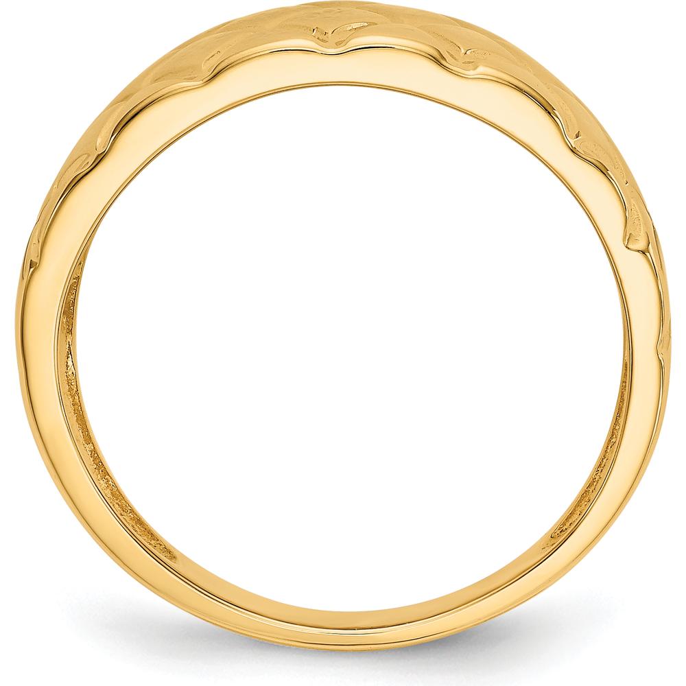 14K Yellow Gold Marquise Pattern Domed Fashion Ring - Bold Textured Design by Oro Pregiato
