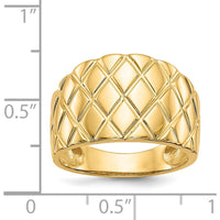 14K Yellow Gold Marquise Pattern Domed Fashion Ring - Bold Textured Design by Oro Pregiato