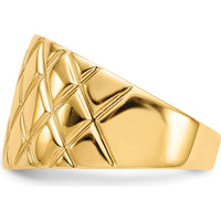 14K Yellow Gold Marquise Pattern Domed Fashion Ring - Bold Textured Design by Oro Pregiato