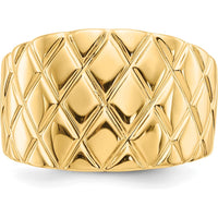 14K Yellow Gold Marquise Pattern Domed Fashion Ring - Bold Textured Design by Oro Pregiato