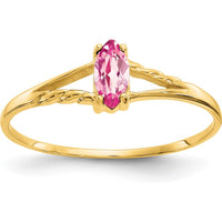 14K Yellow Gold Marquise Pink Tourmaline Birthstone Ring - 0.25 Carat by Oro Pregiato