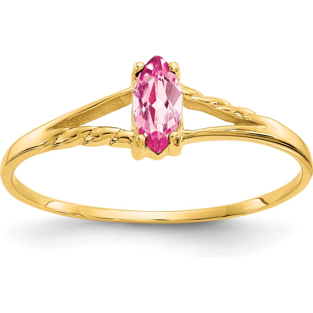 14K Yellow Gold Marquise Pink Tourmaline Birthstone Ring - 0.25 Carat by Oro Pregiato
