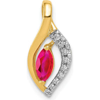 14K Yellow Gold Marquise Ruby and Diamond Pendant - 0.32 Carat Total Ruby Weight, 0.02 Carat Total Diamond Weight by Lumare Gioia