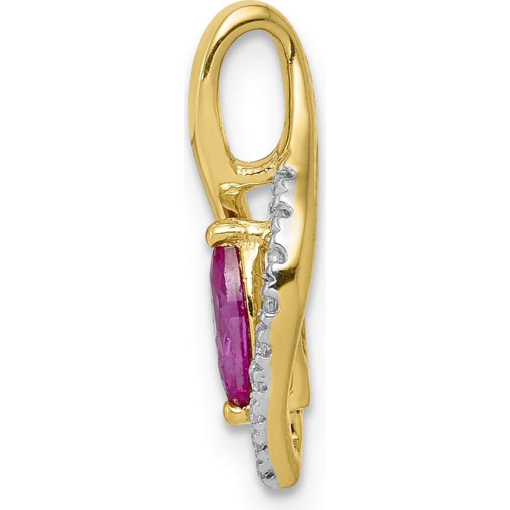 14K Yellow Gold Marquise Ruby and Diamond Pendant - 0.32 Carat Total Ruby Weight, 0.02 Carat Total Diamond Weight by Lumare Gioia