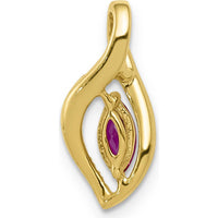 14K Yellow Gold Marquise Ruby and Diamond Pendant - 0.32 Carat Total Ruby Weight, 0.02 Carat Total Diamond Weight by Lumare Gioia