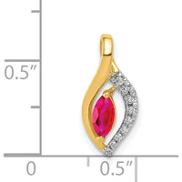 14K Yellow Gold Marquise Ruby and Diamond Pendant - 0.32 Carat Total Ruby Weight, 0.02 Carat Total Diamond Weight by Lumare Gioia