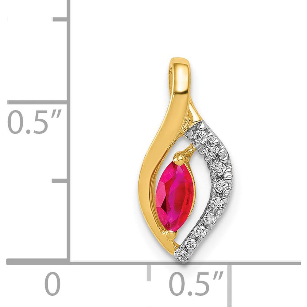 14K Yellow Gold Marquise Ruby and Diamond Pendant - 0.32 Carat Total Ruby Weight, 0.02 Carat Total Diamond Weight by Lumare Gioia