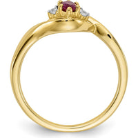 14K Yellow Gold Marquise Ruby and Round Diamond Ring - 0.35 Carat Ruby, 0.05 Carat Diamond by 0