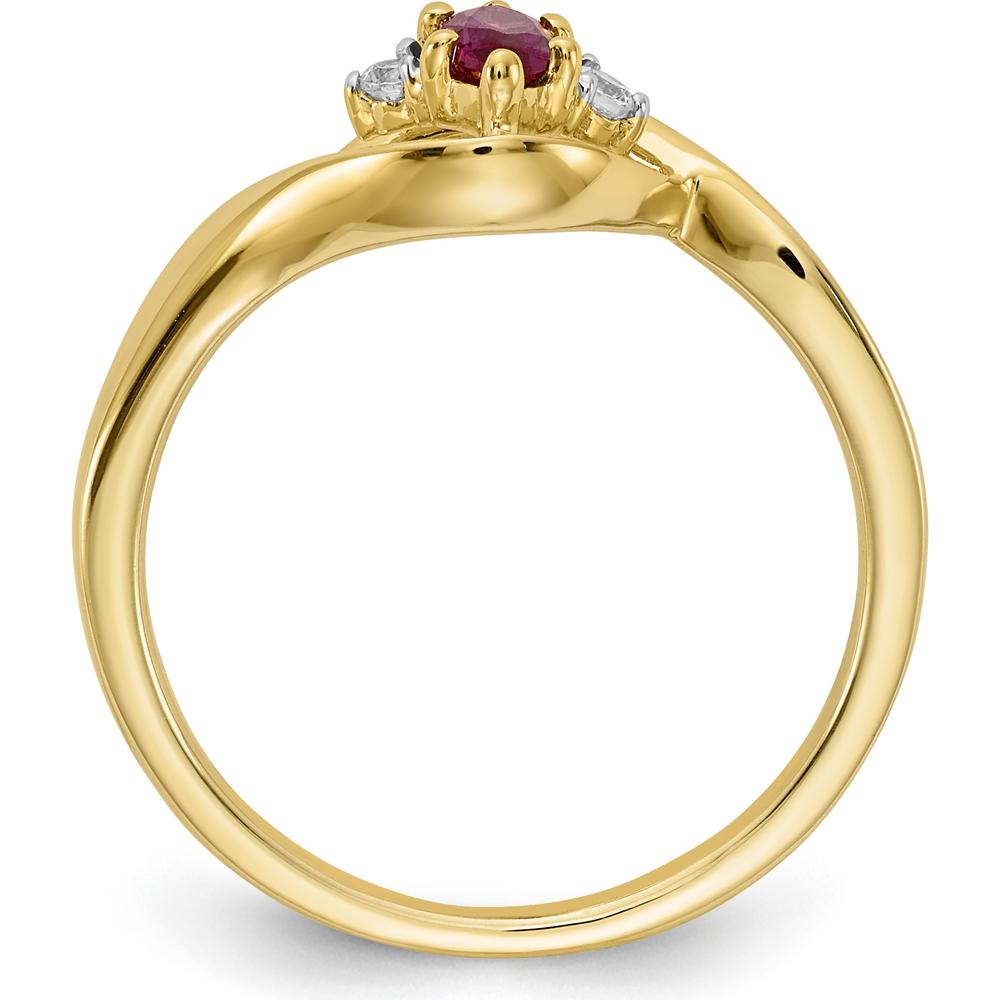 14K Yellow Gold Marquise Ruby and Round Diamond Ring - 0.35 Carat Ruby, 0.05 Carat Diamond by 0