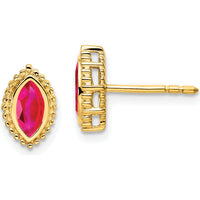 14K Yellow Gold Marquise Ruby Post Earrings - 0.50 Carat Total Ruby Weight by Monteluci Fine Jewelry