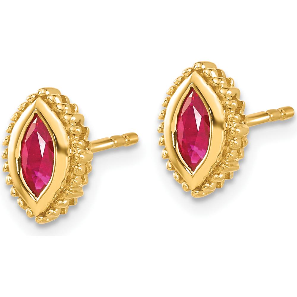 14K Yellow Gold Marquise Ruby Post Earrings - 0.50 Carat Total Ruby Weight by Monteluci Fine Jewelry