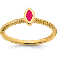 14K Yellow Gold Marquise Ruby Ring with Bezel Setting - 0.15 Carat Ruby by 0