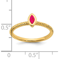 14K Yellow Gold Marquise Ruby Ring with Bezel Setting - 0.15 Carat Ruby by 0