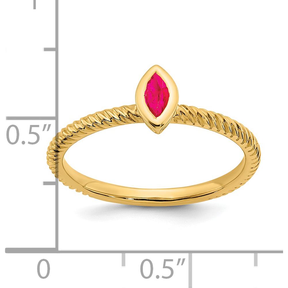 14K Yellow Gold Marquise Ruby Ring with Bezel Setting - 0.15 Carat Ruby by 0