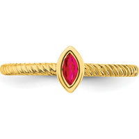 14K Yellow Gold Marquise Ruby Ring with Bezel Setting - 0.15 Carat Ruby by 0