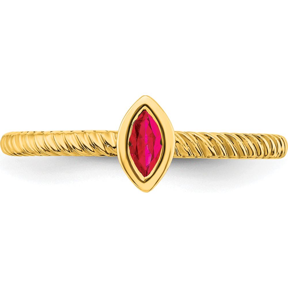 14K Yellow Gold Marquise Ruby Ring with Bezel Setting - 0.15 Carat Ruby by 0