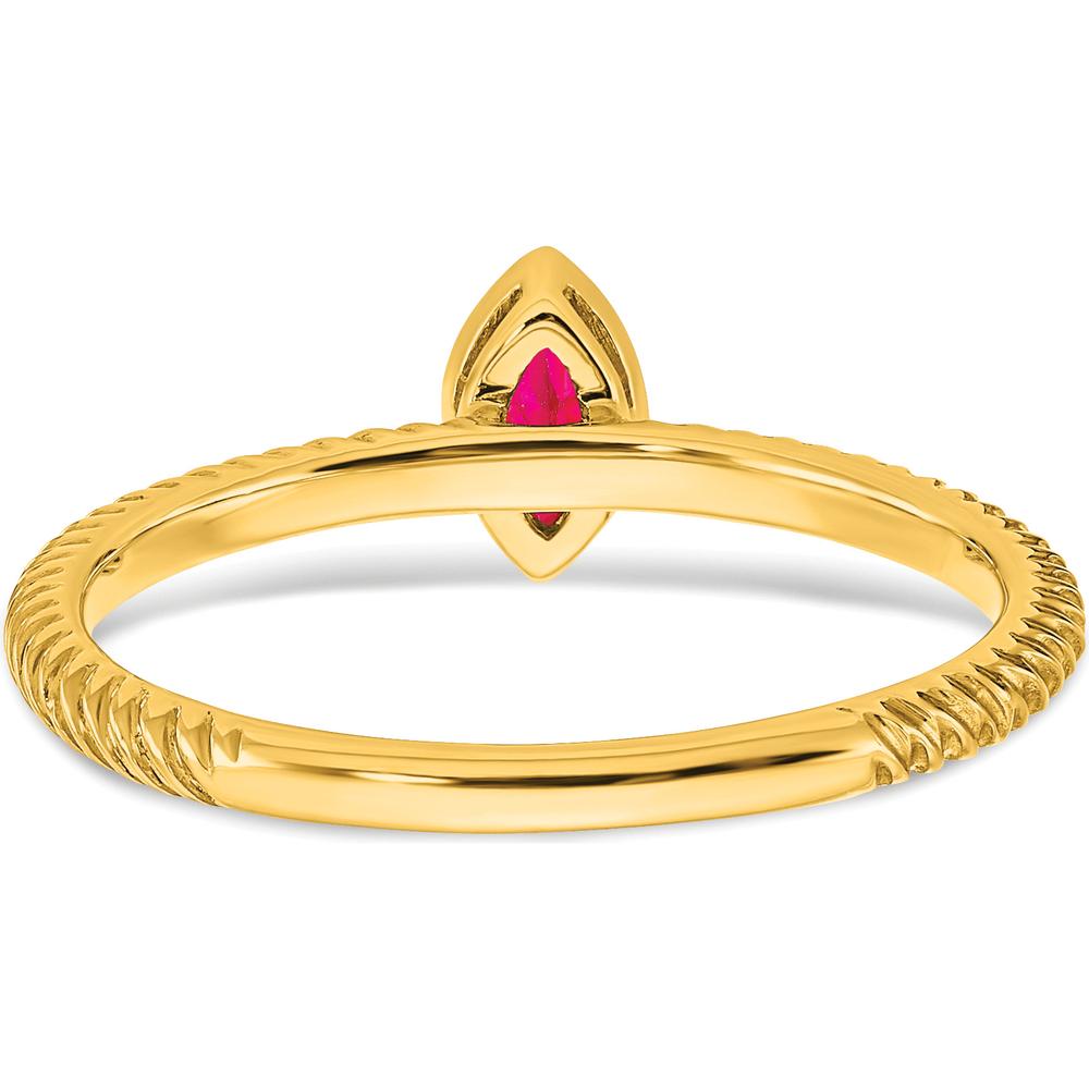 14K Yellow Gold Marquise Ruby Ring with Bezel Setting - 0.15 Carat Ruby by 0