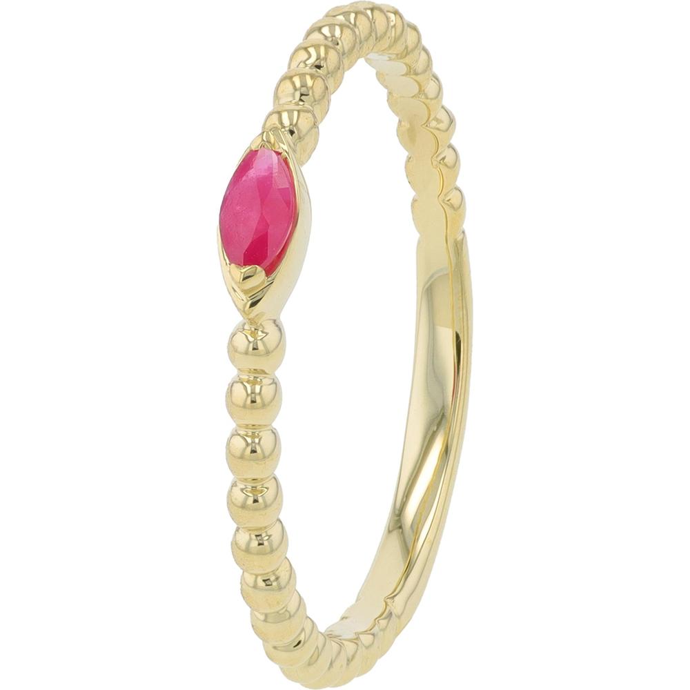 14K Yellow Gold Marquise Ruby Ring with Milgrain Detail - 0.11 Carats Ruby Weight