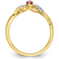 14K Yellow Gold Marquise Ruby Ring with Round Diamonds - 0.28 Carat Ruby, 0.01 Carat Diamond by 0