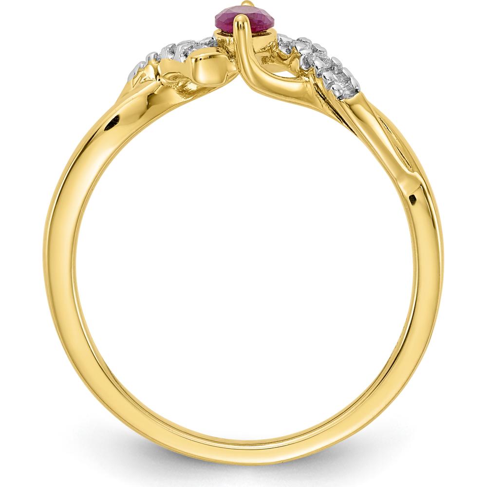 14K Yellow Gold Marquise Ruby Ring with Round Diamonds - 0.28 Carat Ruby, 0.01 Carat Diamond by 0