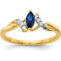 14K Yellow Gold Marquise Sapphire and Diamond Ring - 0.34 Carat Sapphire, 0.01 Carat Diamonds by 0