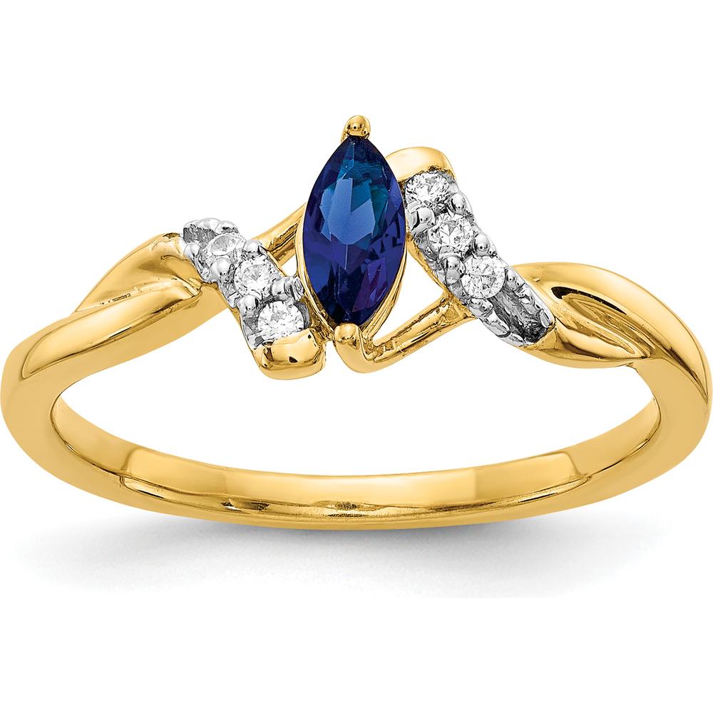14K Yellow Gold Marquise Sapphire and Diamond Ring - 0.34 Carat Sapphire, 0.01 Carat Diamonds by 0