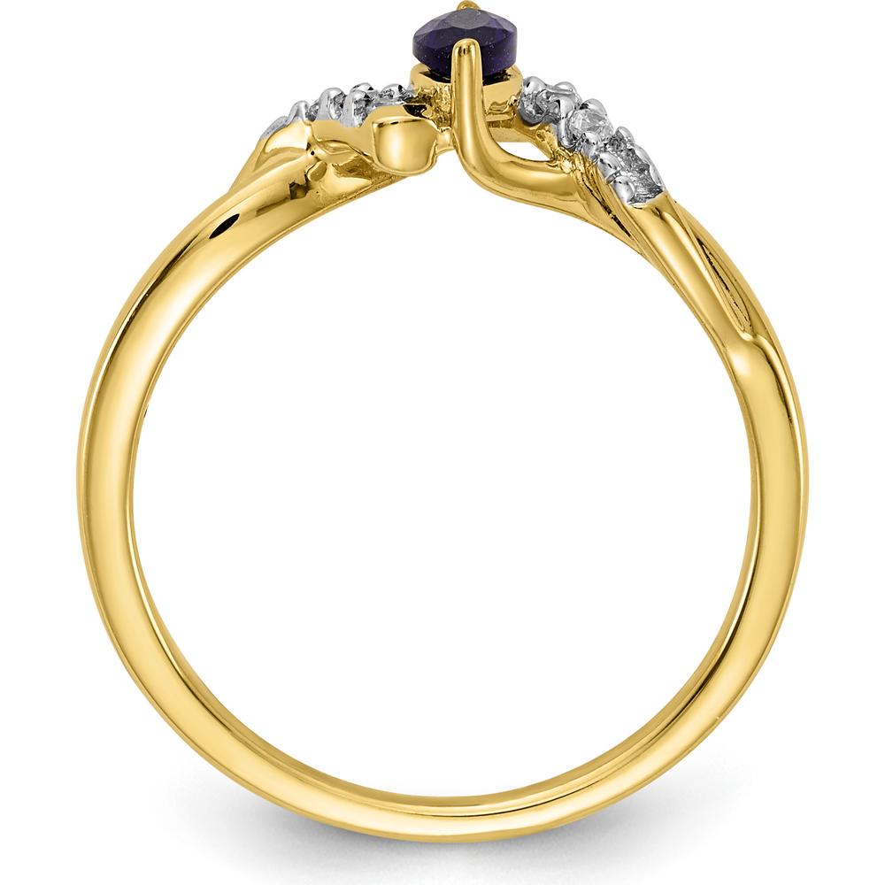 14K Yellow Gold Marquise Sapphire and Diamond Ring - 0.34 Carat Sapphire, 0.01 Carat Diamonds by 0