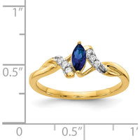 14K Yellow Gold Marquise Sapphire and Diamond Ring - 0.34 Carat Sapphire, 0.01 Carat Diamonds by 0