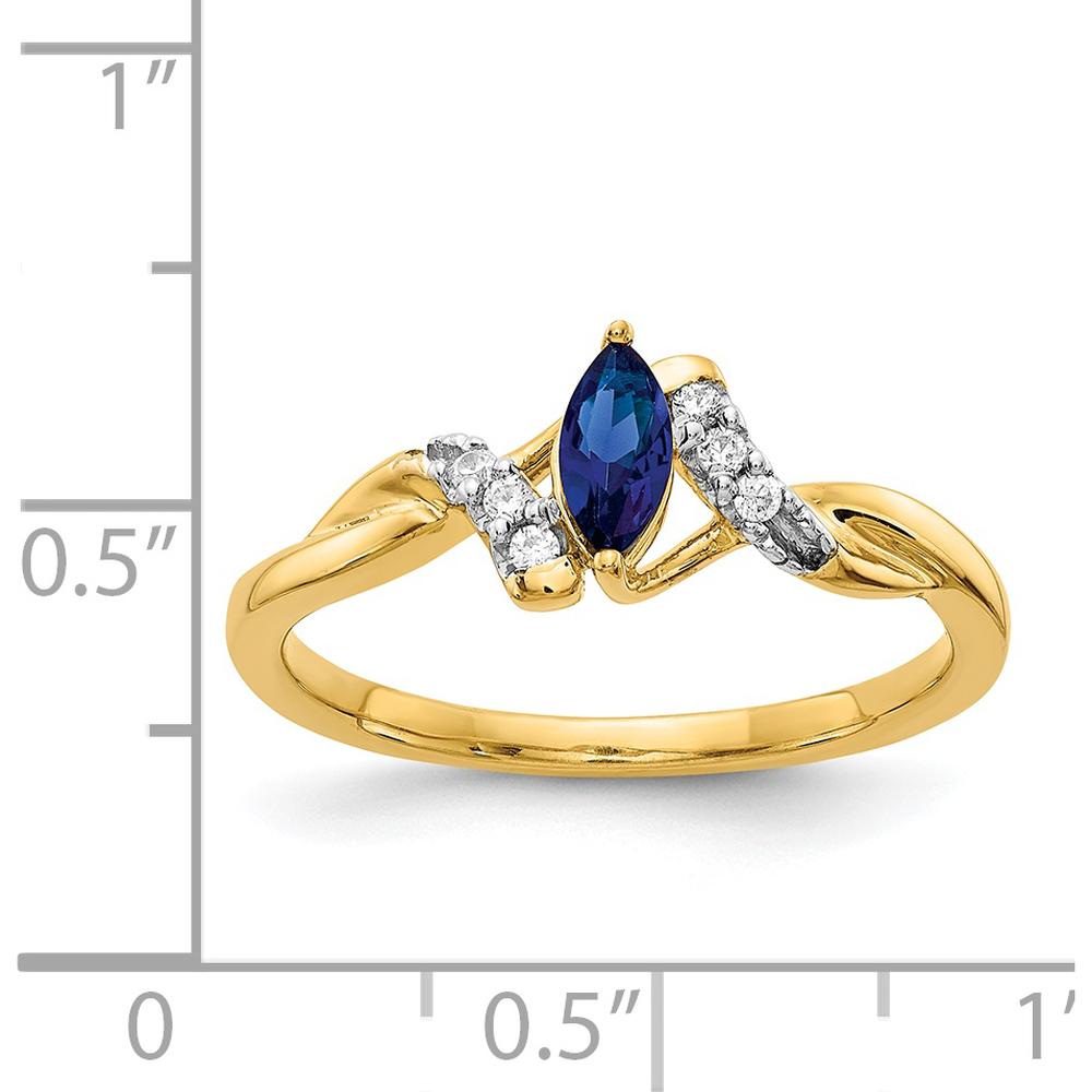 14K Yellow Gold Marquise Sapphire and Diamond Ring - 0.34 Carat Sapphire, 0.01 Carat Diamonds by 0