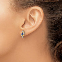 14K Yellow Gold Marquise Sapphire and Round Diamond Drop Earrings - 0.18 Carat Sapphire, 0.02 Carat Total Diamond Weight by Monteluci Fine Jewelry