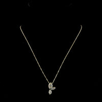 14K Yellow Gold Marquise Three-Stone Leaf Pendant with Bezel-Set Lab Diamonds - 1.57 Carat Total Weight, E-F Color VS1 Clarity - Covaloro Fine Jewelry