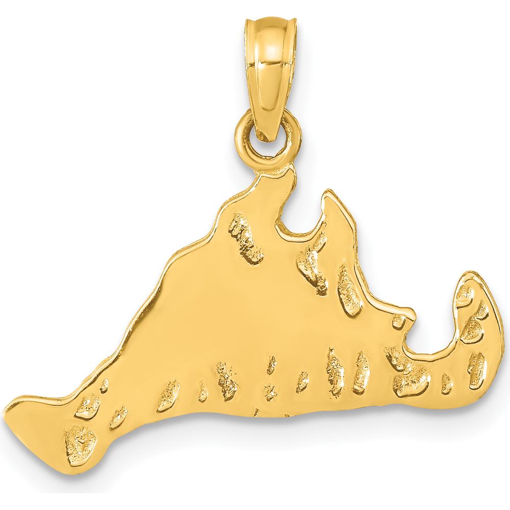 14K Yellow Gold Martha's Vineyard Island Pendant with Textured Finish - Polished by Oro Pregiato