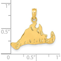 14K Yellow Gold Martha's Vineyard Island Pendant with Textured Finish - Polished by Oro Pregiato