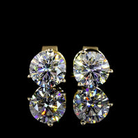 14K Yellow Gold Martini Set Round Brilliant Cut Lab Diamond Stud Earrings - 1.54 Carats Total Diamond Weight - Covaloro Fine Jewelry