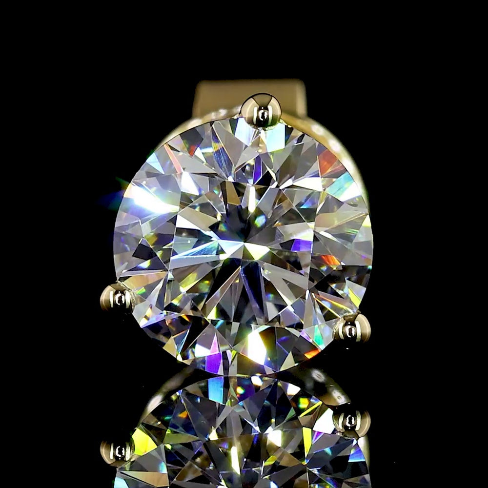 14K Yellow Gold Martini Set Round Brilliant Cut Lab Diamond Stud Earrings - 1.54 Carats Total Diamond Weight - Covaloro Fine Jewelry