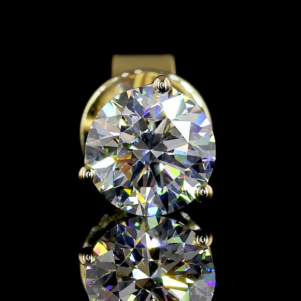 14K Yellow Gold Martini Set Round Brilliant Lab Diamond Stud Earrings - 1.06 Carat Total Weight E-F VS2 - Covaloro Fine Jewelry