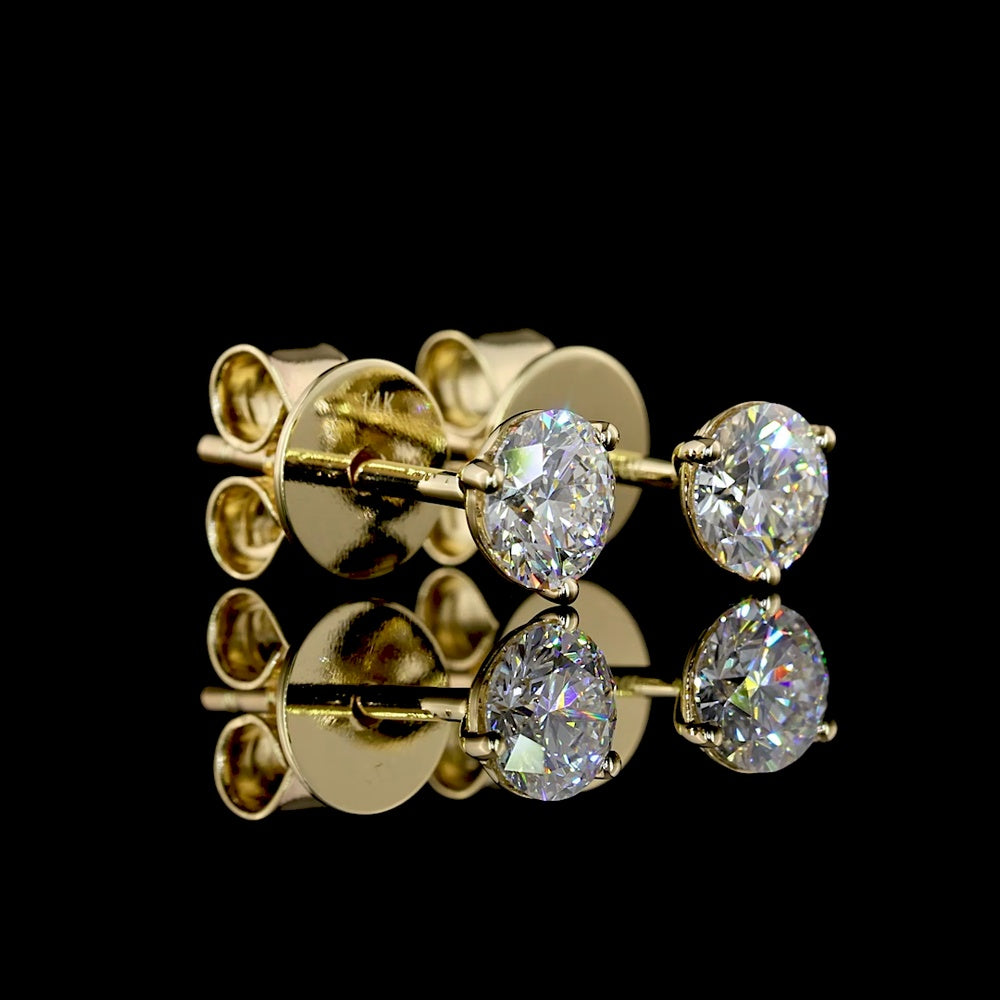 14K Yellow Gold Martini Set Round Lab Diamond Stud Earrings - 0.51 Carat Total Weight, E-F VS2 - Covaloro Fine Jewelry