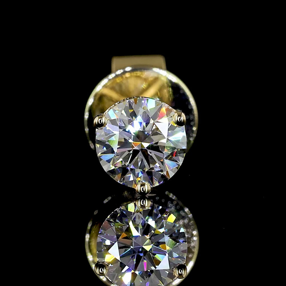 14K Yellow Gold Martini Set Round Lab Diamond Stud Earrings - 0.51 Carat Total Weight, E-F VS2 - Covaloro Fine Jewelry