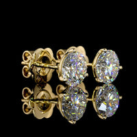 14K Yellow Gold Martini Set Round Lab Diamond Stud Earrings - 2.05 Carat Total Weight, E-F Color, VVS2 Clarity - Covaloro Fine Jewelry