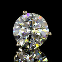 14K Yellow Gold Martini Set Round Lab Diamond Stud Earrings - 4.07 Carat Total Weight (F VVS2) - Covaloro Fine Jewelry